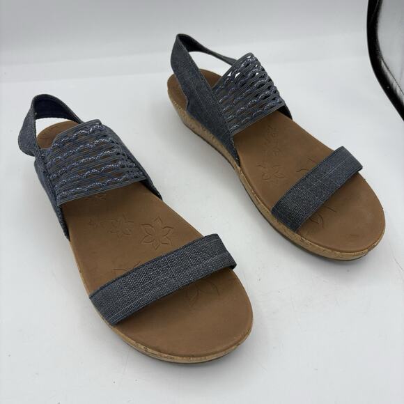 Skechers Sandals Womens Size 9 Luxe Foam Brie Most Wanted Cork Wedge Gray 119013 - Picture 1 of 10